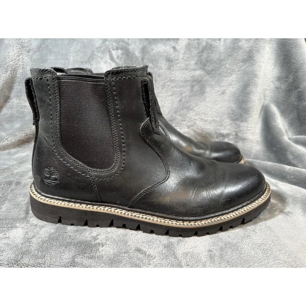 Timberland Boots Mens Size 9.5 Black Leather Ankle Chelsea SensorFlex A1JTA